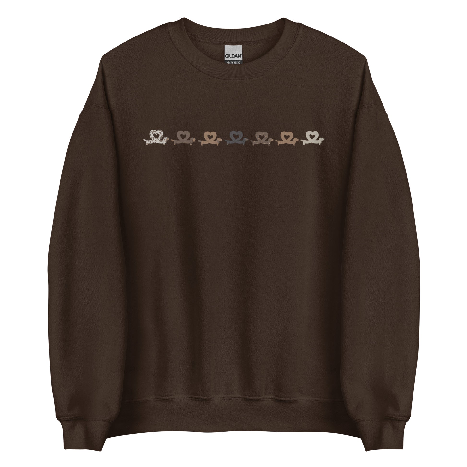 chocolate sweatshirt with dachshund hearts