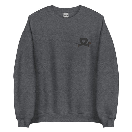 Embroidered Sweatshirt - I HEART DACHSHUNDS - black/tan