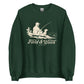 Field and Ween Fishing dachshund sweatshirt forest green front lifestyle view