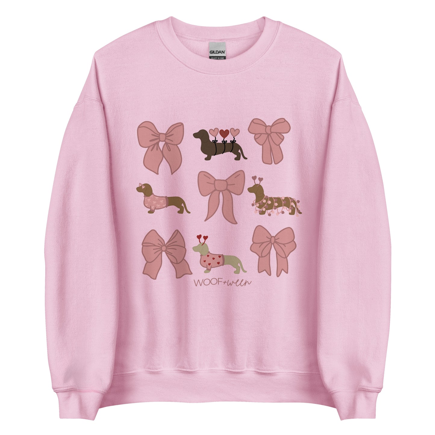 pink bows coquette valentines dachshund crewneck sweatshirt