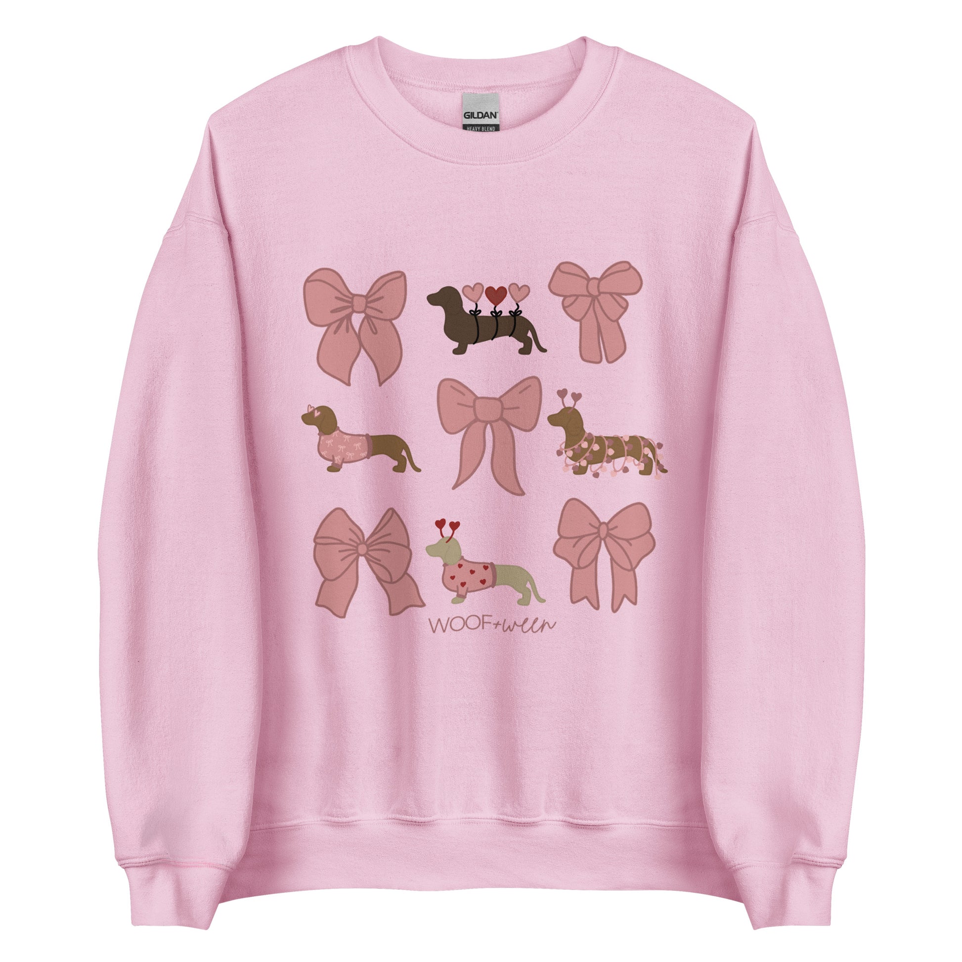 pink bows coquette valentines dachshund crewneck sweatshirt