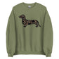 Black Duck Camo dachshund sweatshirt military green front Gildan crewneck
