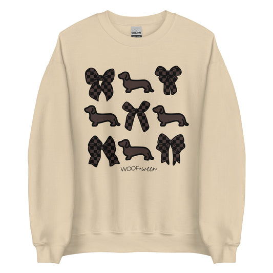 Dachshund Sweatshirt - ESPRESSO DACHSHUND COQUETTE