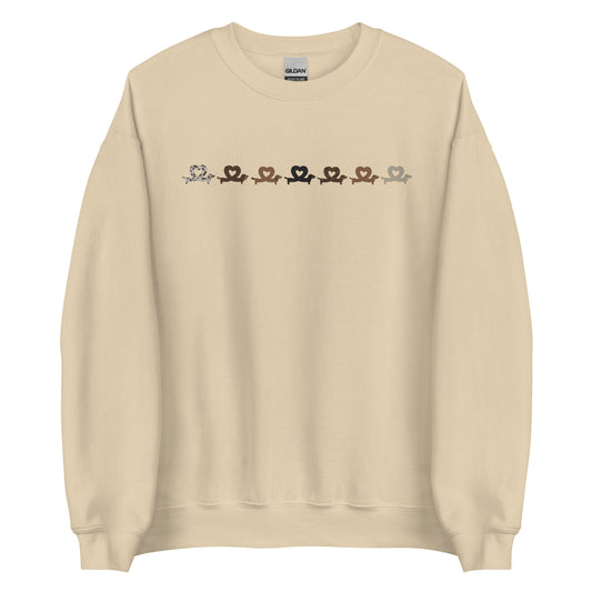 dachshund shaped hearts tan sweatshirt