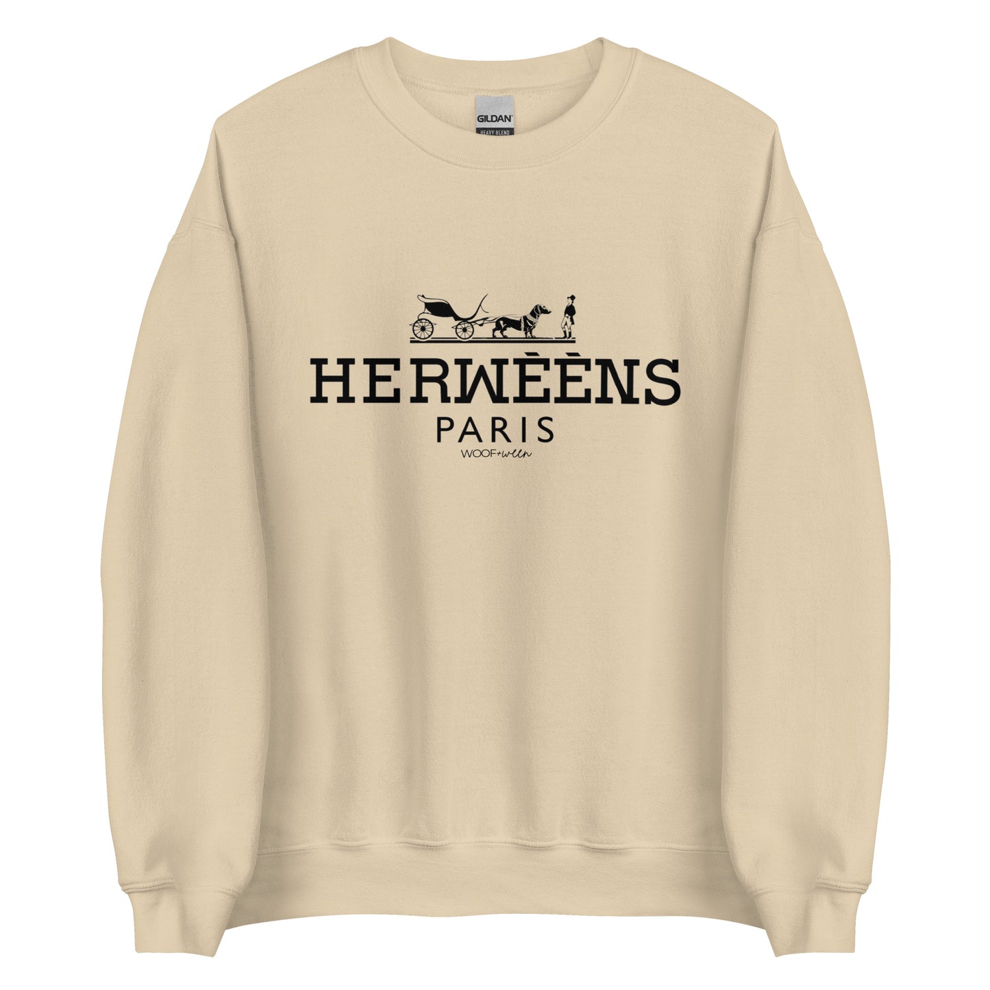 tan dachshund sweatshirt inspired by hermes