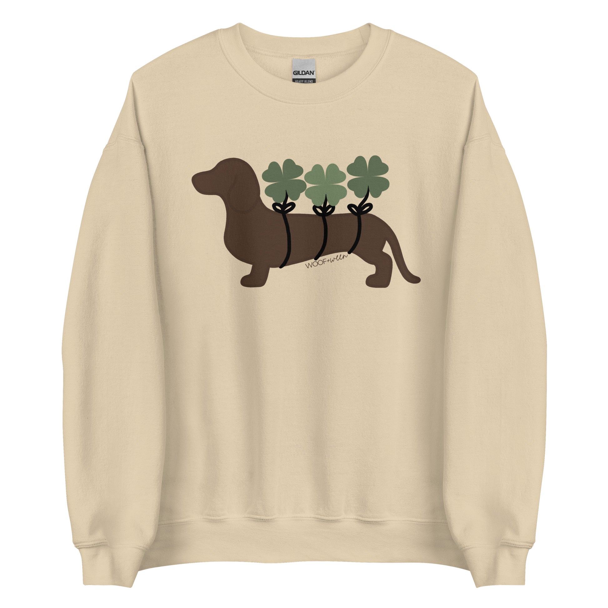 dachshund st patricks day sweatshirt tan