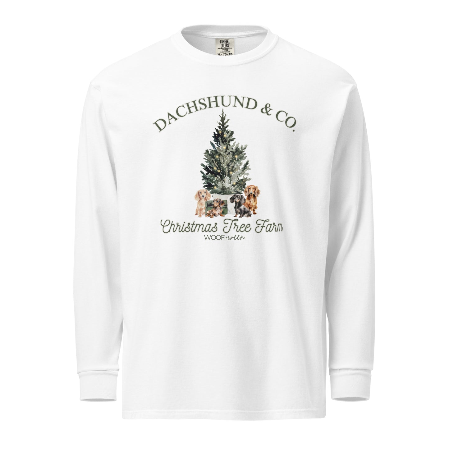 Vintage dachshund Christmas tree farm long sleeve shirt