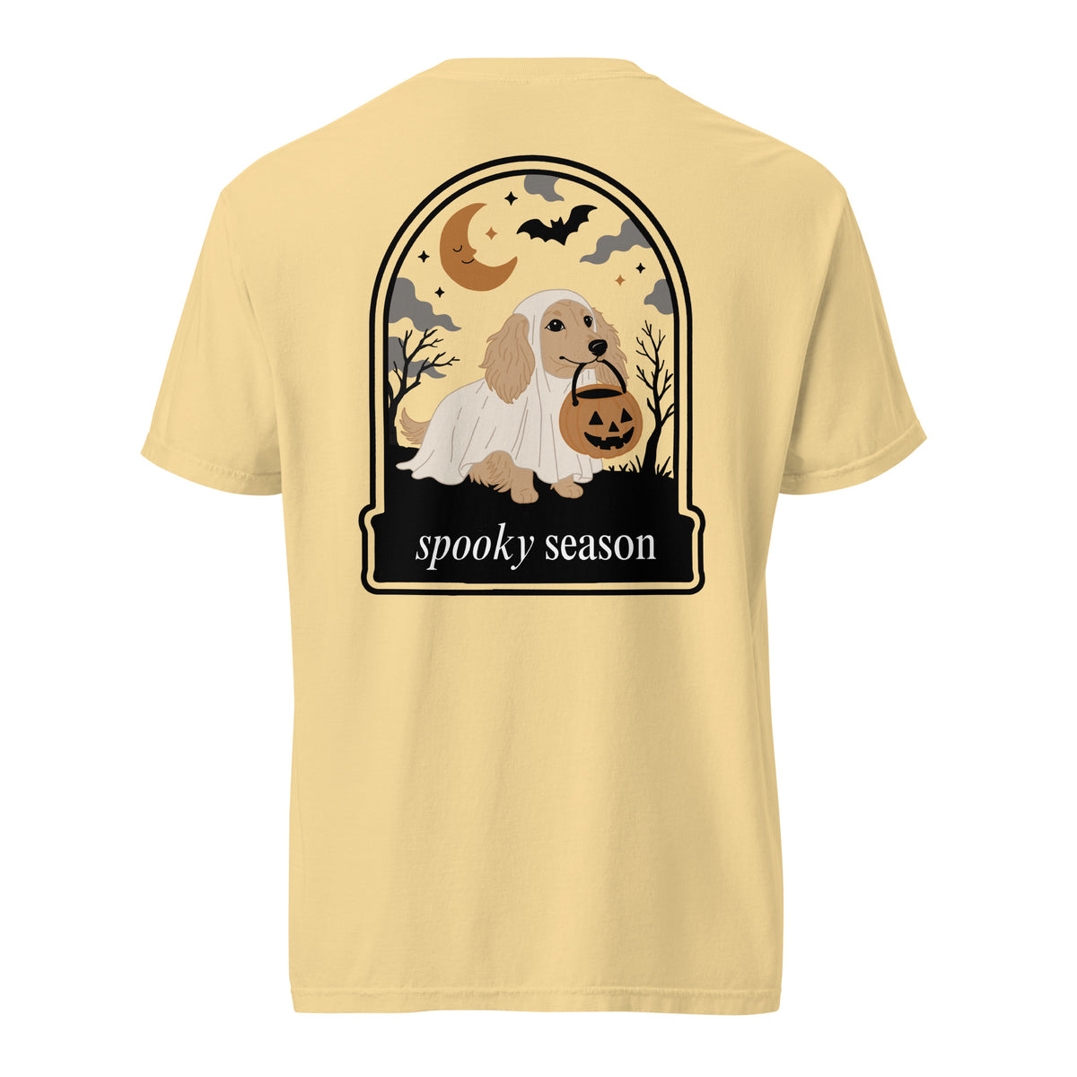 Creme Doxie dachshund Halloween shirt butter Comfort Colors garment dyed tee