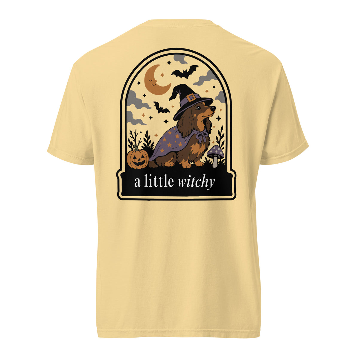 Witch Weenie dachshund Halloween shirt butter Comfort Colors wiener dog tee