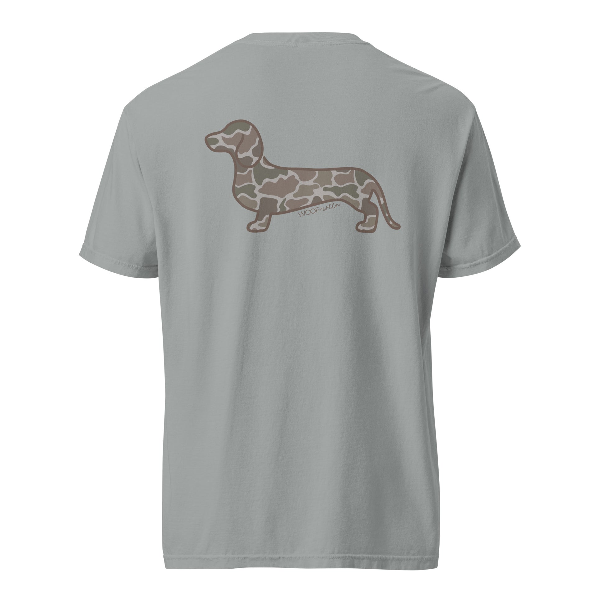 camo dachshund grey tshirt