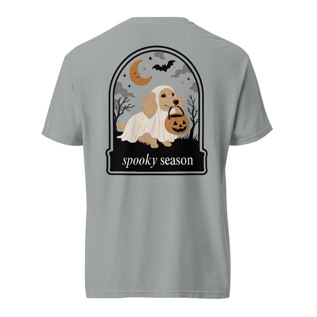 Creme Doxie dachshund Halloween shirt granite Comfort Colors garment dyed tee
