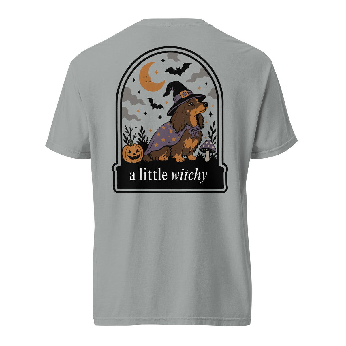 Witch Weenie dachshund Halloween shirt granite Comfort Colors garment dyed tee