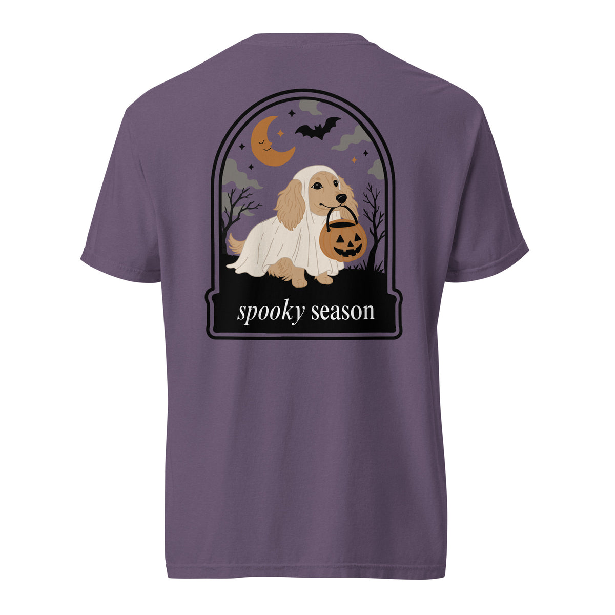 Creme Doxie dachshund Halloween shirt grape Comfort Colors garment dyed tee