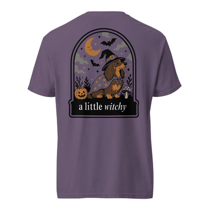 Witch Weenie dachshund Halloween shirt grape Comfort Colors garment dyed tee
