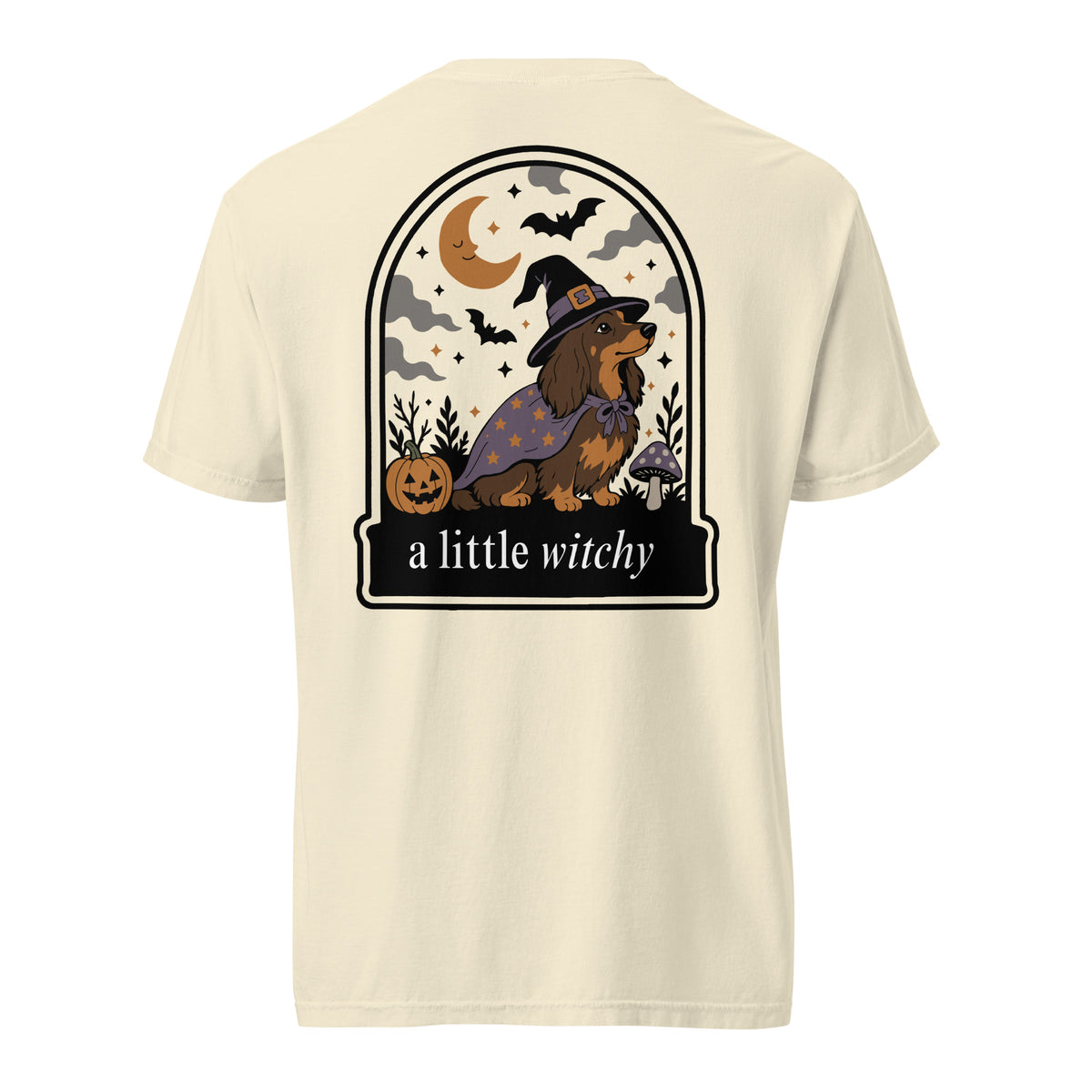 Witch Weenie dachshund Halloween shirt ivory Comfort Colors garment dyed tee