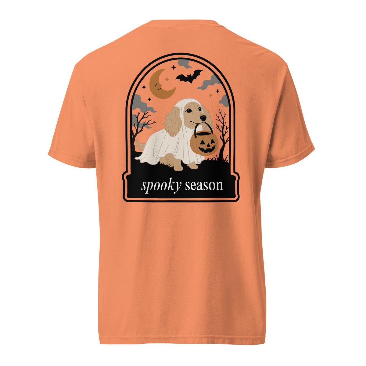 Creme Doxie dachshund Halloween shirt terracotta Comfort Colors garment dyed