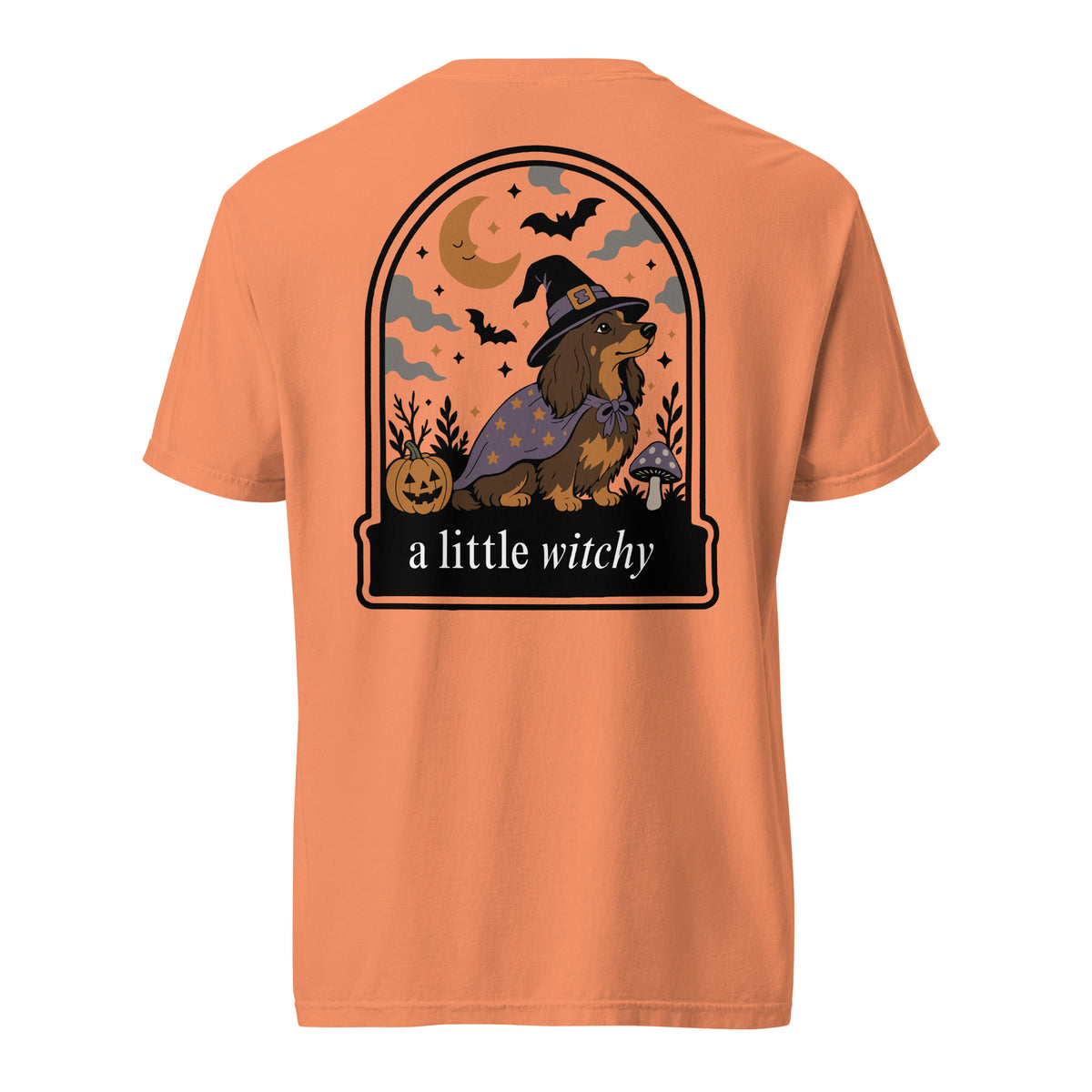 Witch Weenie dachshund Halloween shirt terracotta Comfort Colors garment dyed