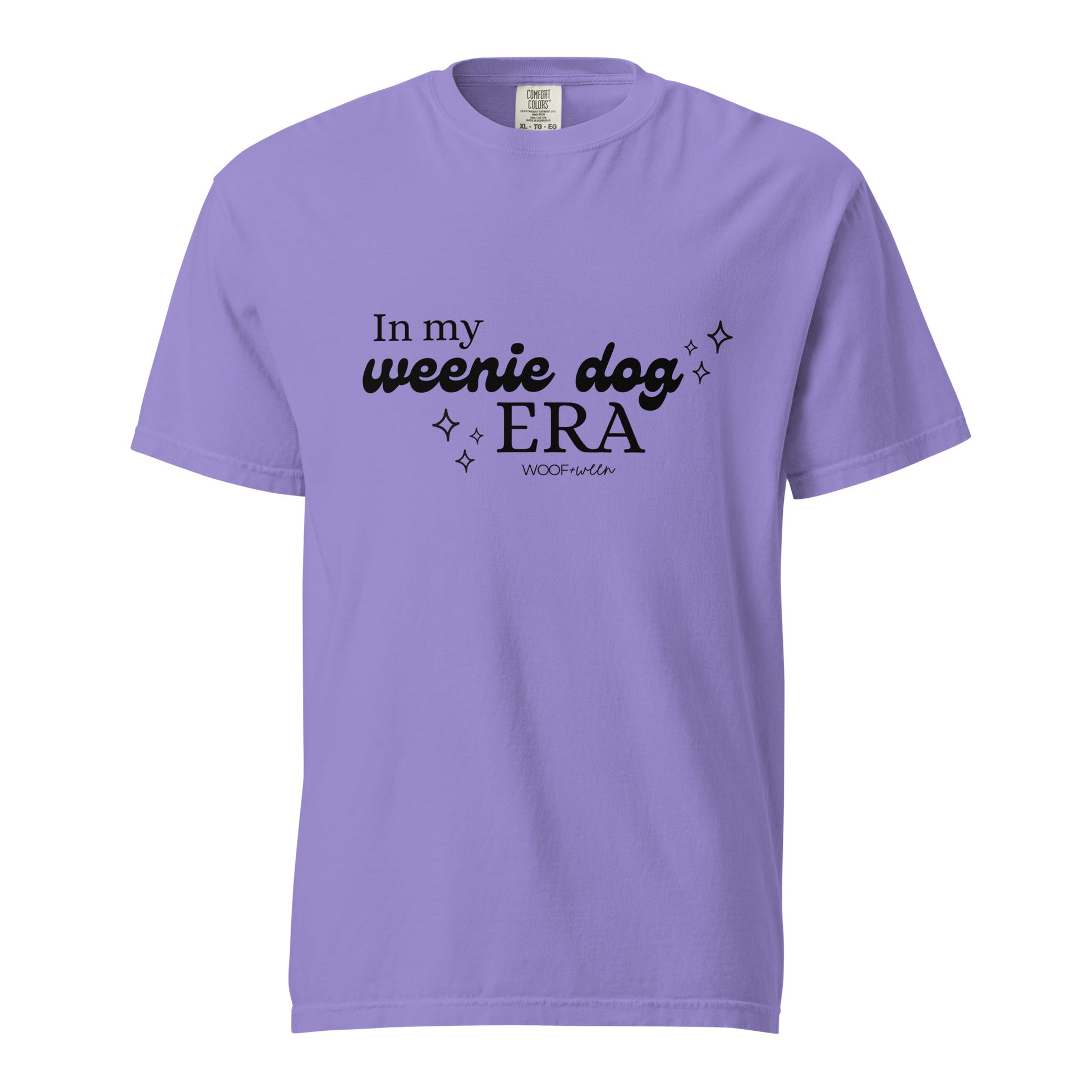 In my weenie dog era shirt purple