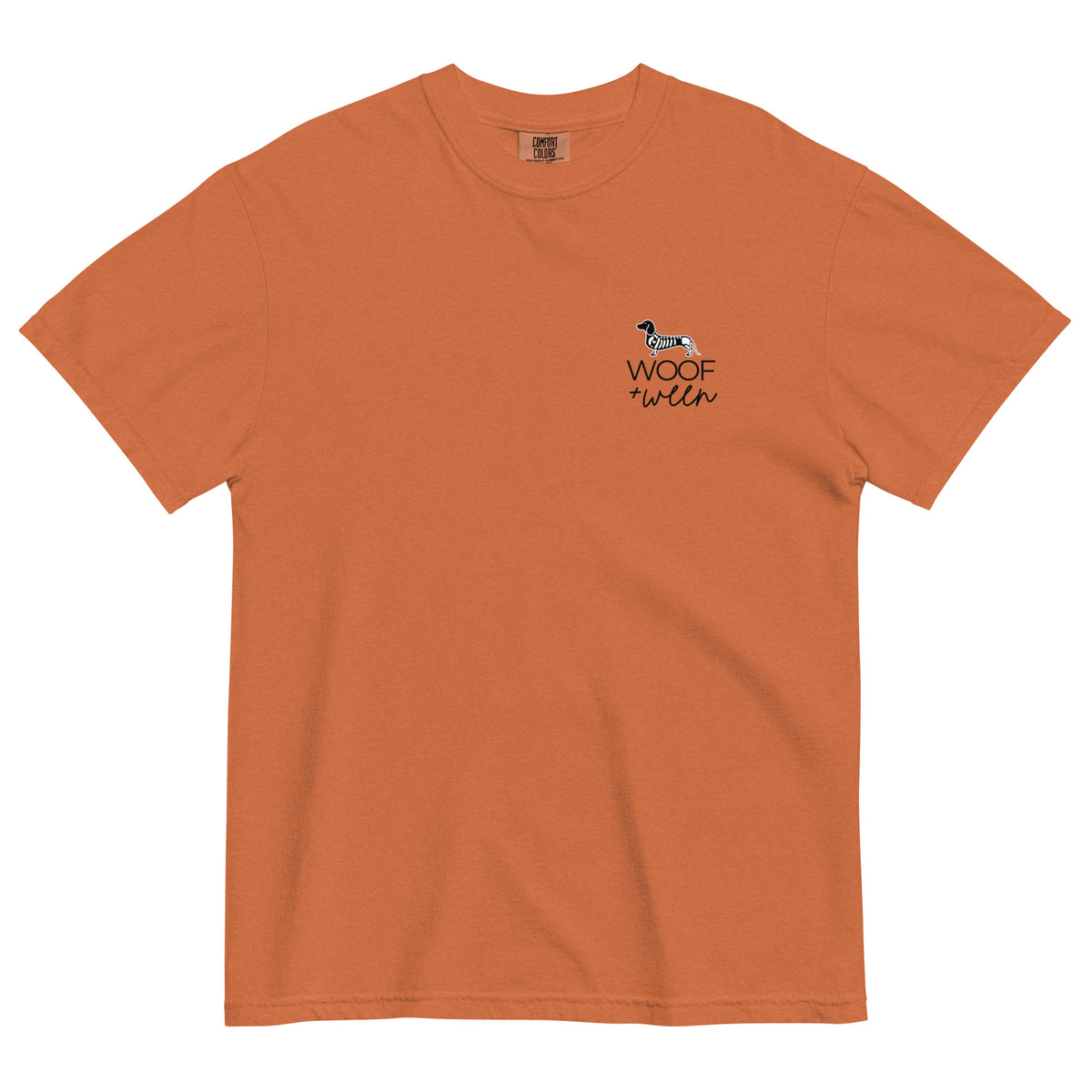 Witch Weenie dachshund Halloween shirt yam front view Comfort Colors tee