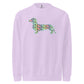 Orchid dachshund sweatshirt, Hot Diggity Dog premium crewneck