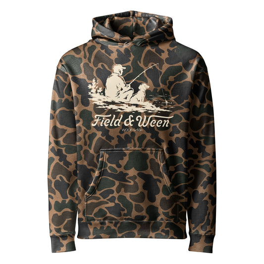 Field and Ween Duck Camo Fishing dachshund hoodie duck camo front view