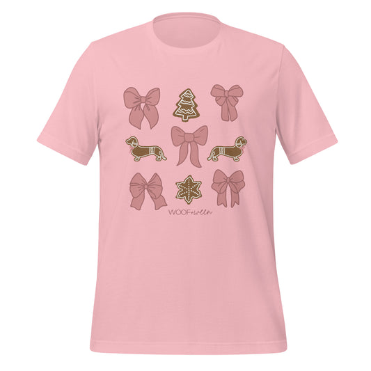 Dachshund Tshirt - PINK DACHSHUND COQUETTE CHRISTMAS