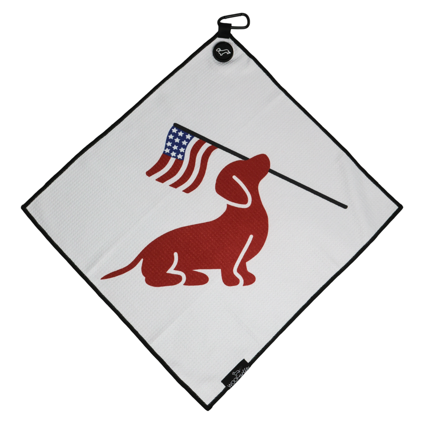 USA Dachshund patriotic golf towel for wiener dog lovers