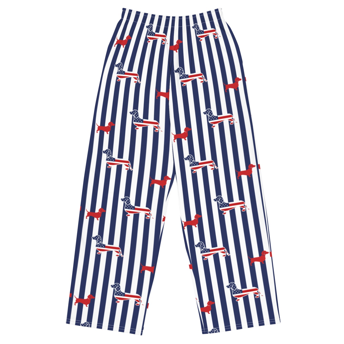 navy striped dachshund print usa pajama pants from woof and ween