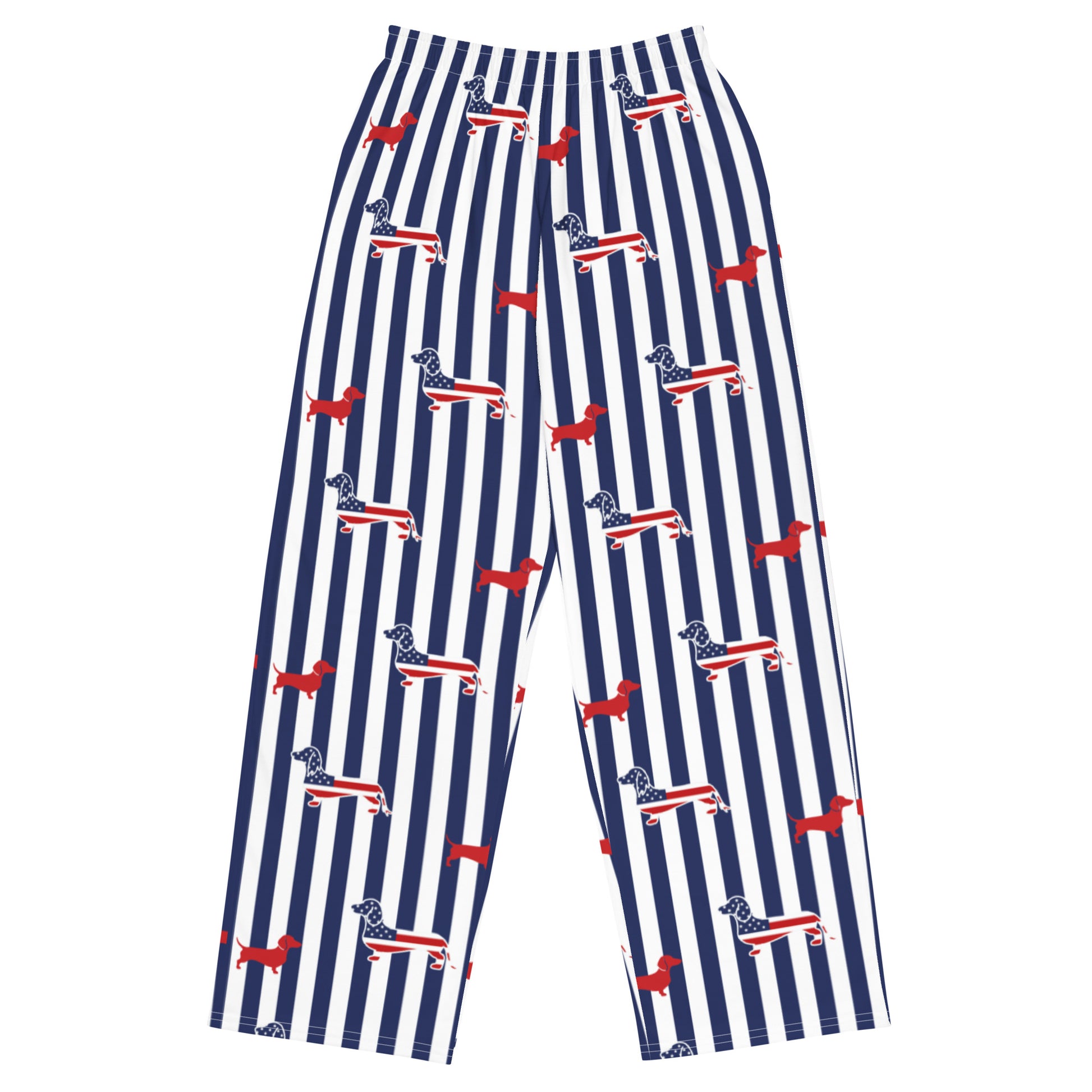 navy striped dachshund print usa pajama pants from woof and ween