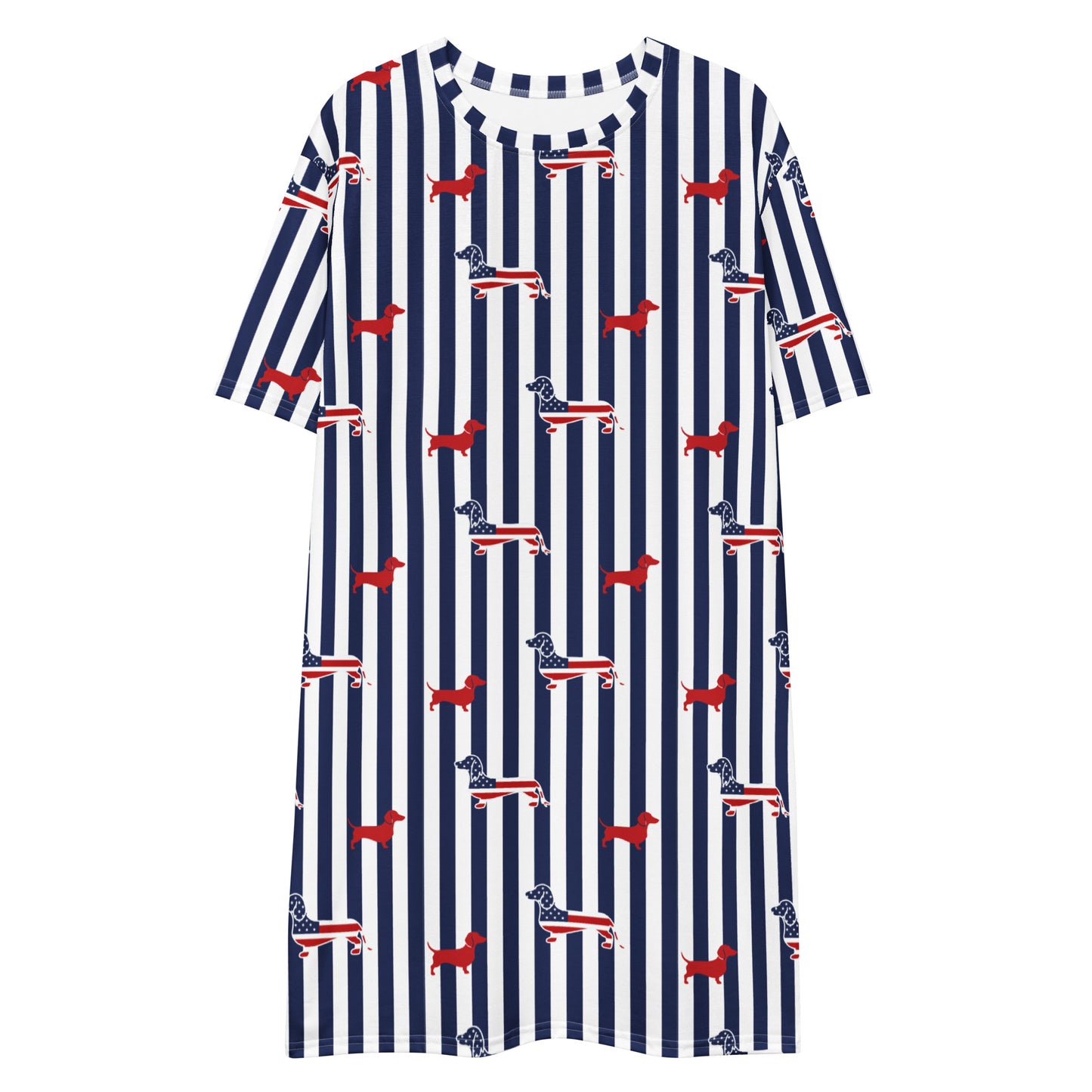 navy striped american flag dachshund mumu pajama dress for women from woof and ween