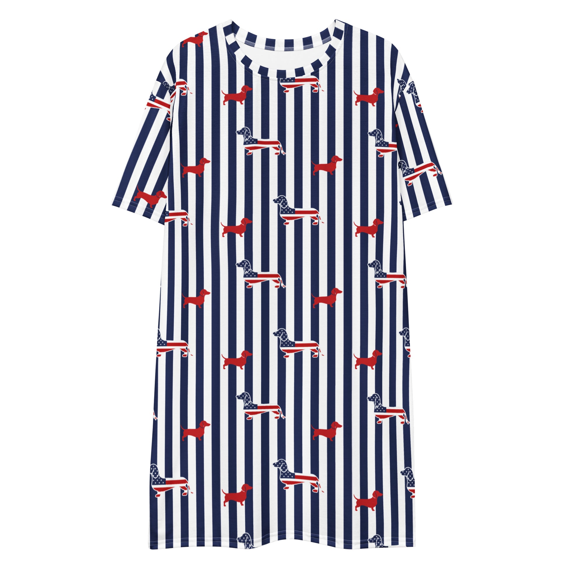 navy striped american flag dachshund mumu pajama dress for women from woof and ween