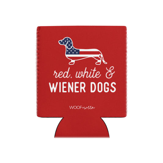 usa red white and wiener dogs red can cooler
