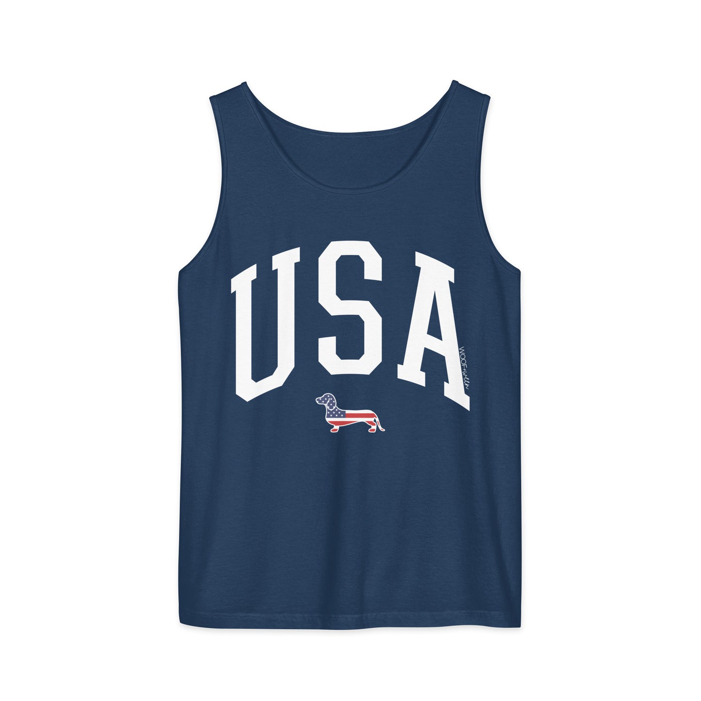 navy blue usa dachshund patriotic tank top