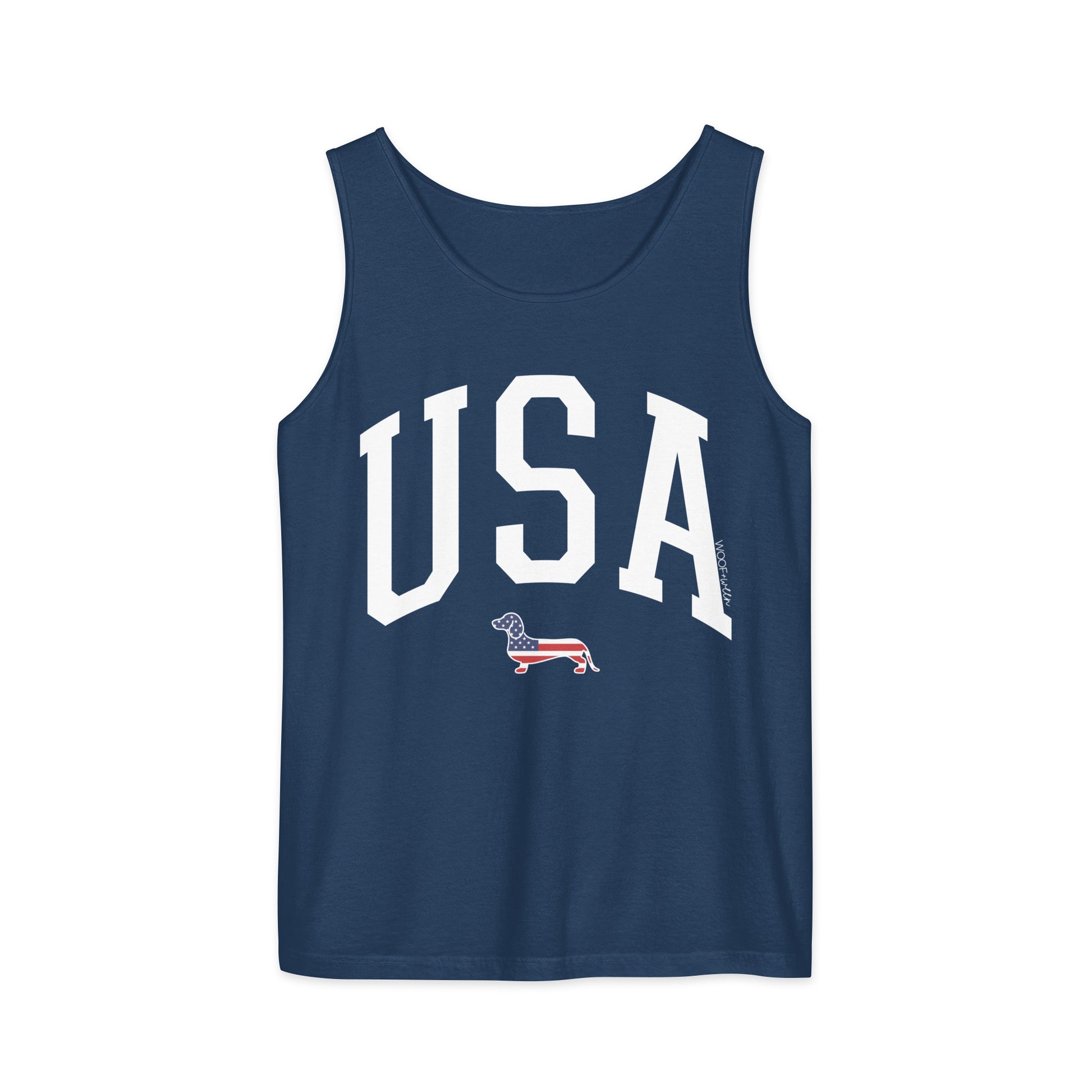 navy blue usa dachshund patriotic tank top