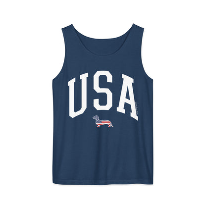 navy blue usa dachshund patriotic tank top