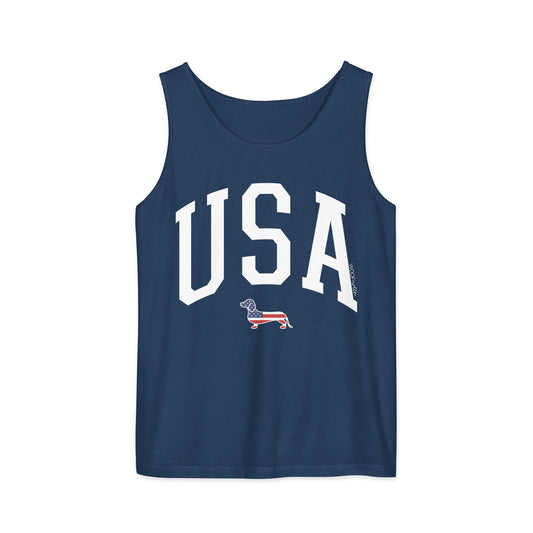 navy blue usa dachshund patriotic tank top