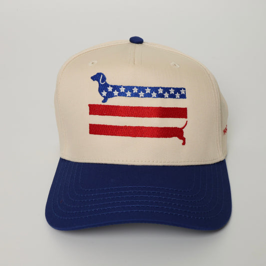 usa doxie flag hat blue