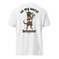 On My Wurst Behavior wiener dog Oktoberfest shirt in white, back print on Comfort Colors garment-dyed tee