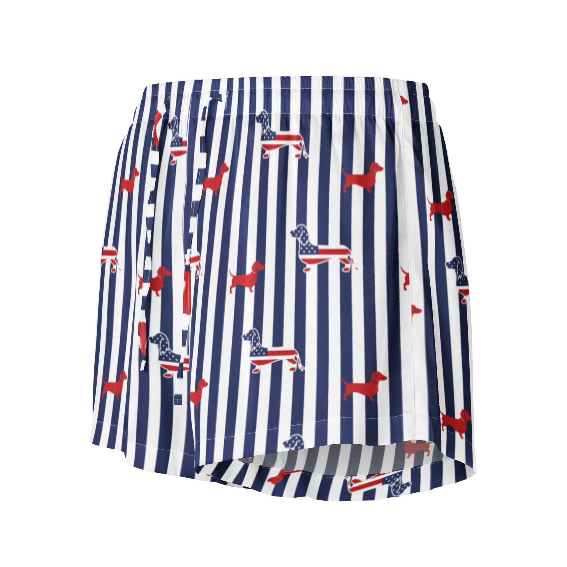 navy striped american flag dachshund pajama shorts from woof and ween