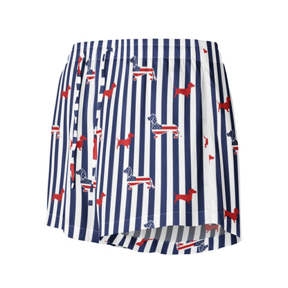 navy striped american flag dachshund pajama shorts from woof and ween